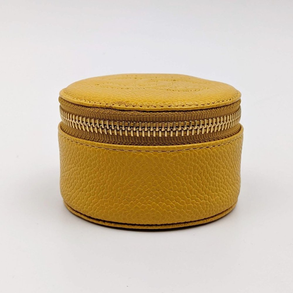 SOLD Chanel Yellow Leather Round Jewelry Case - Picture 3 of 7